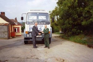 Tom Carson with his first oil tank lorry at Knockbracken Fuels